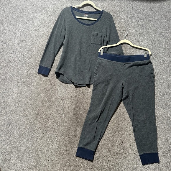 L.L.Bean Women's Lounge Set Pajama Top & Pants Gray Medium Petite Comfy - Picture 1 of 16
